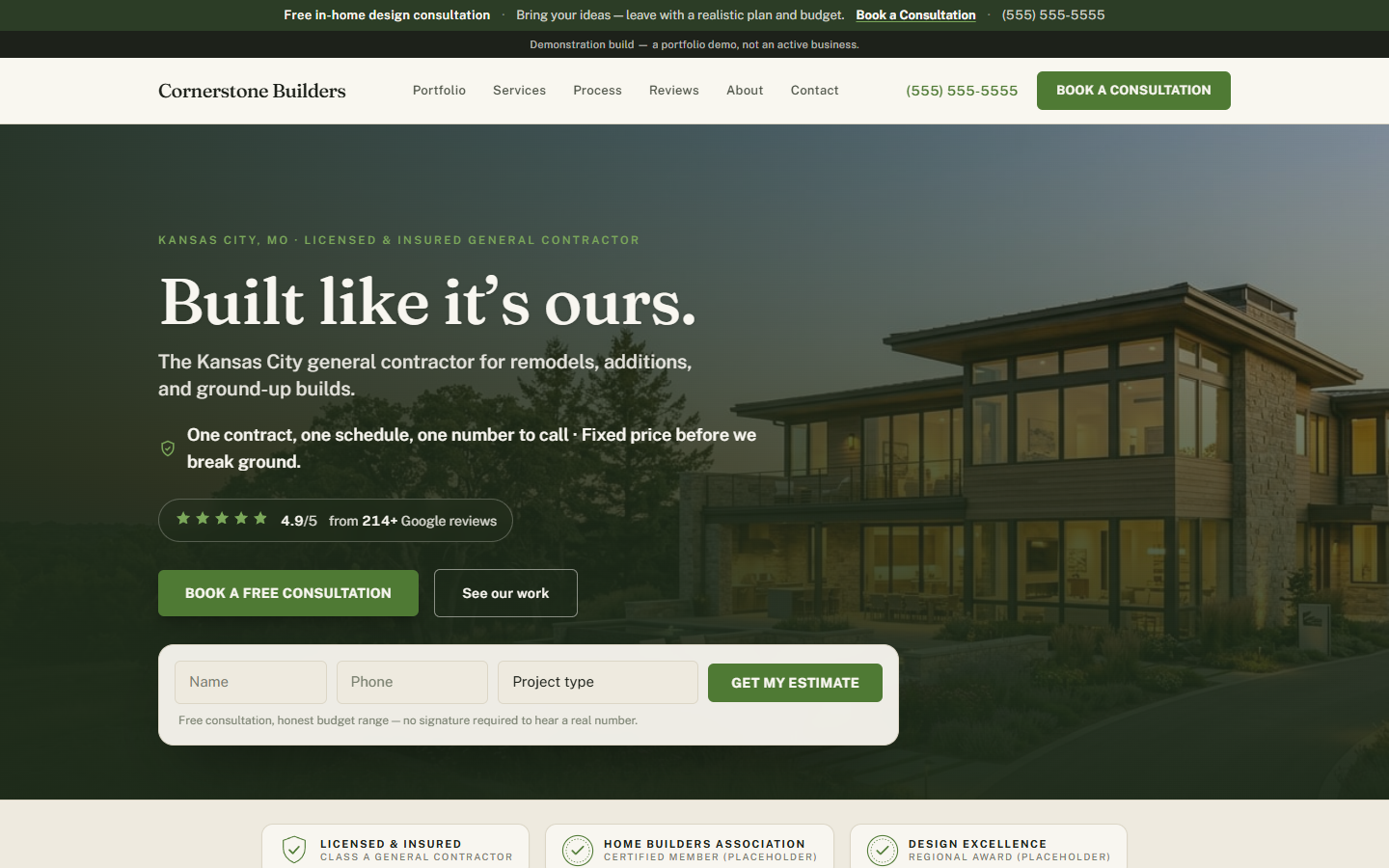 General Contractor website demonstration build