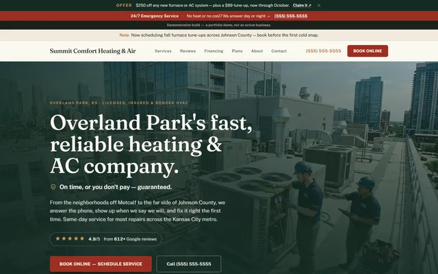 The live HVAC demo site we built